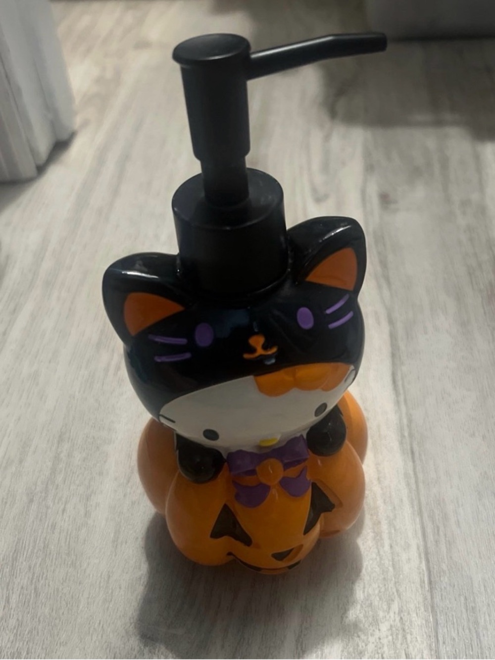 Black & Orange Hello Kitty Pump Soap Dispenser - Cute Halloween Design